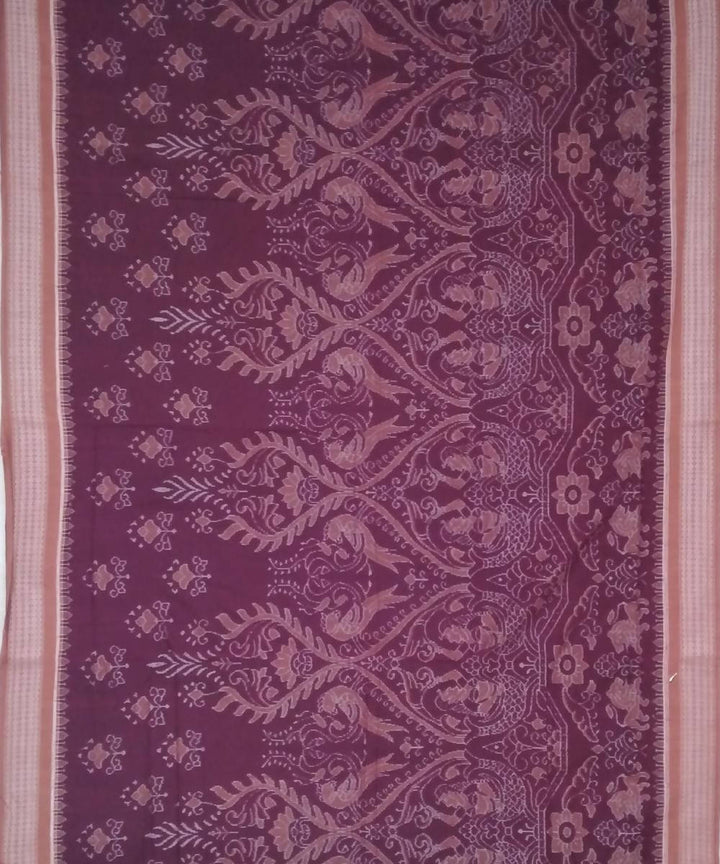 Bulgarian rose deep carrot handloom ikat cotton sambalpuri saree