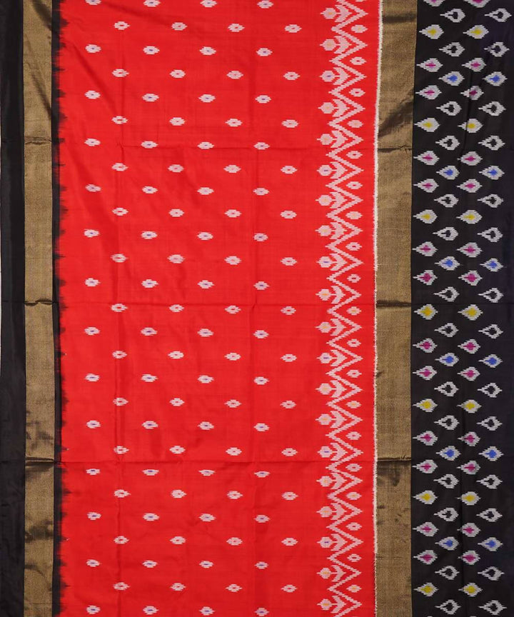 Red and black handloom silk ikkat pochampally saree