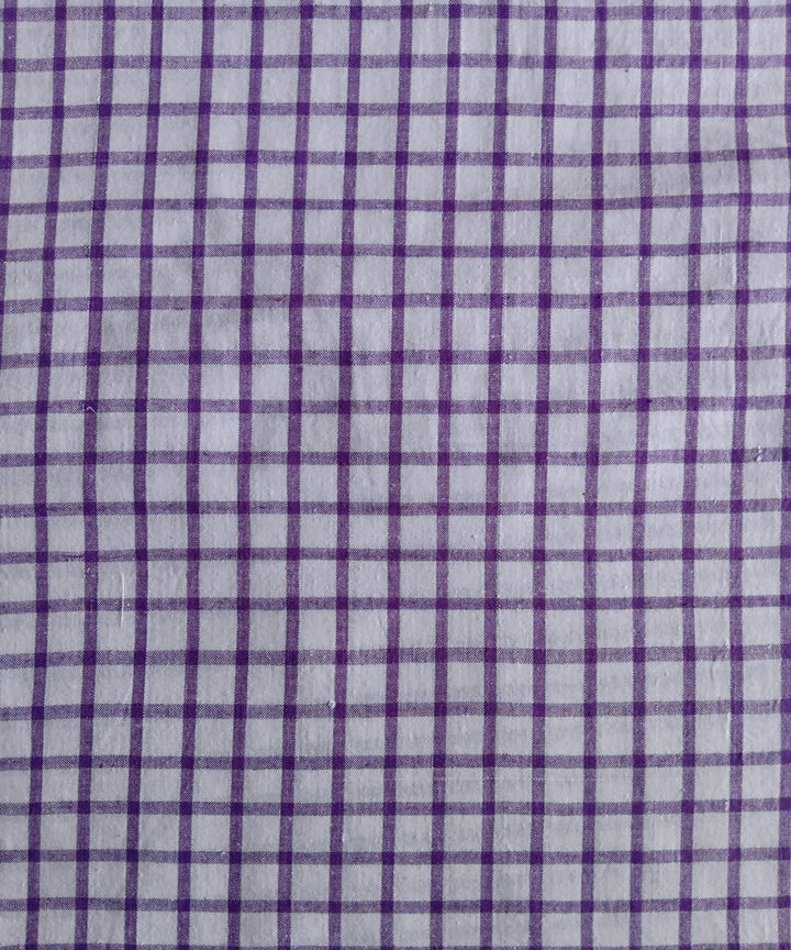 2.5m purple white checks handspun handwoven cotton kurta fabric