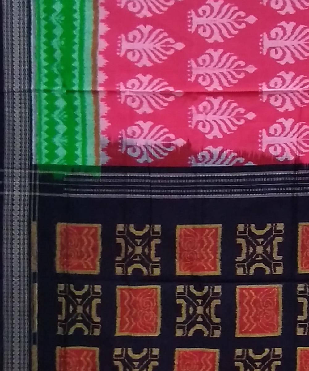 Pink black cotton handloom handloom odisha saree