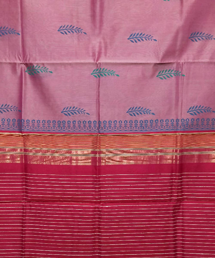 Charm pink handwoven cotton silk maheshwari saree