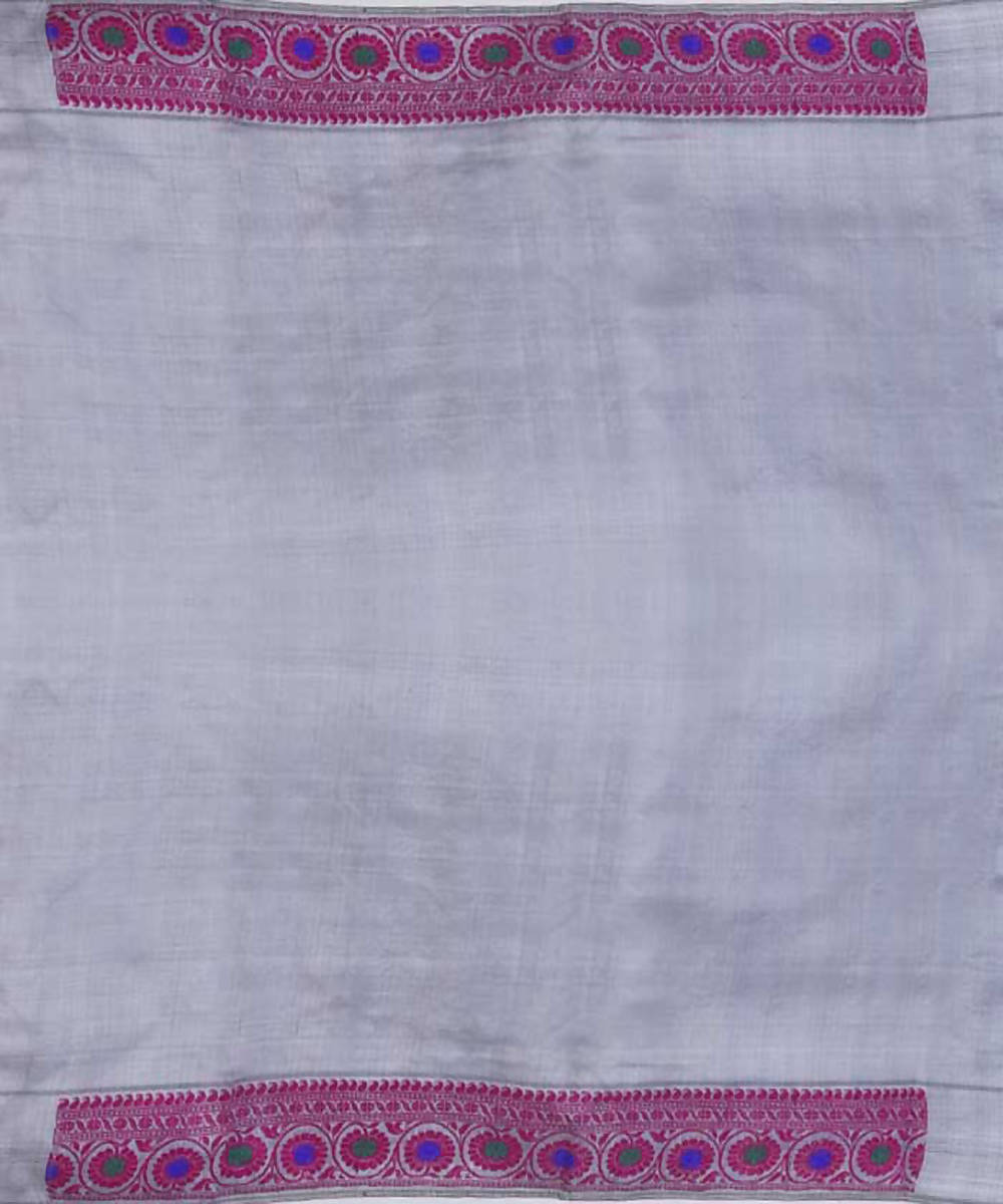 Grey purple handwoven baluchari silk saree