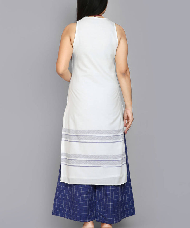 Kiara crafts White slim fit cotton tunic with blue palazzo pant