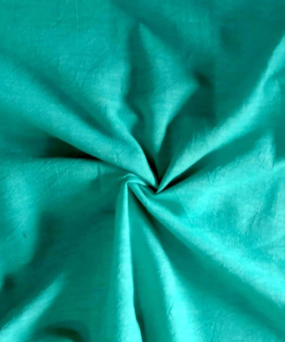 Cyan green handspun handwoven cotton fabric (2.5m per qty)