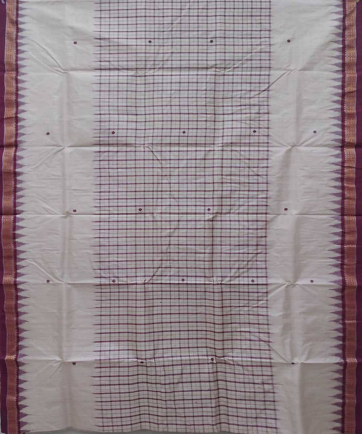 Offwhite bulgarian rose handwoven tussar silk saree