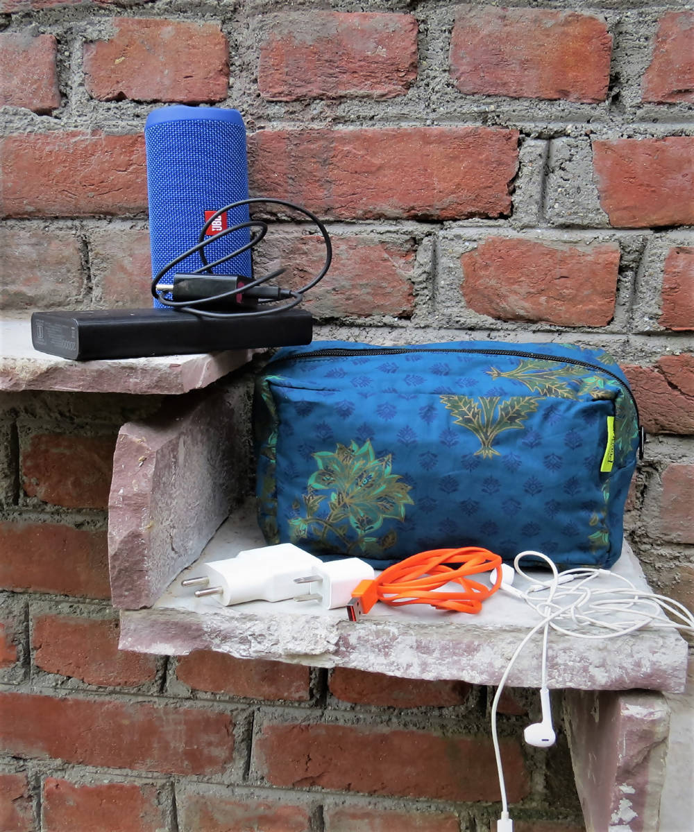 Blue cotton handmade katran multipurpose pouch