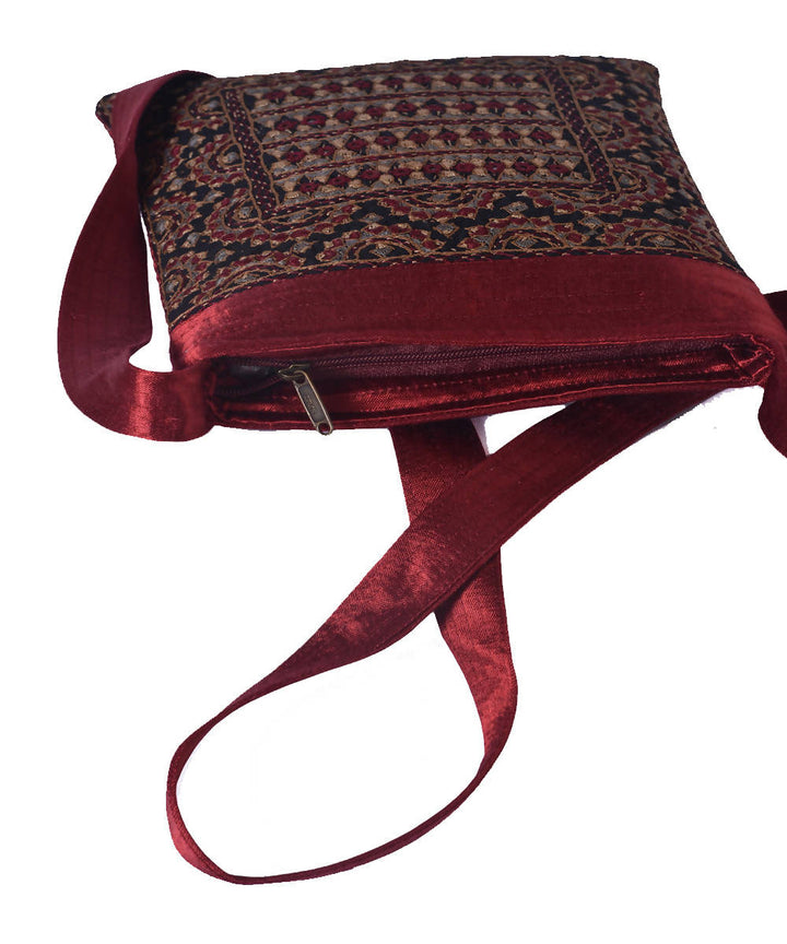 Mashroo hand embroidery maroon cross body bag