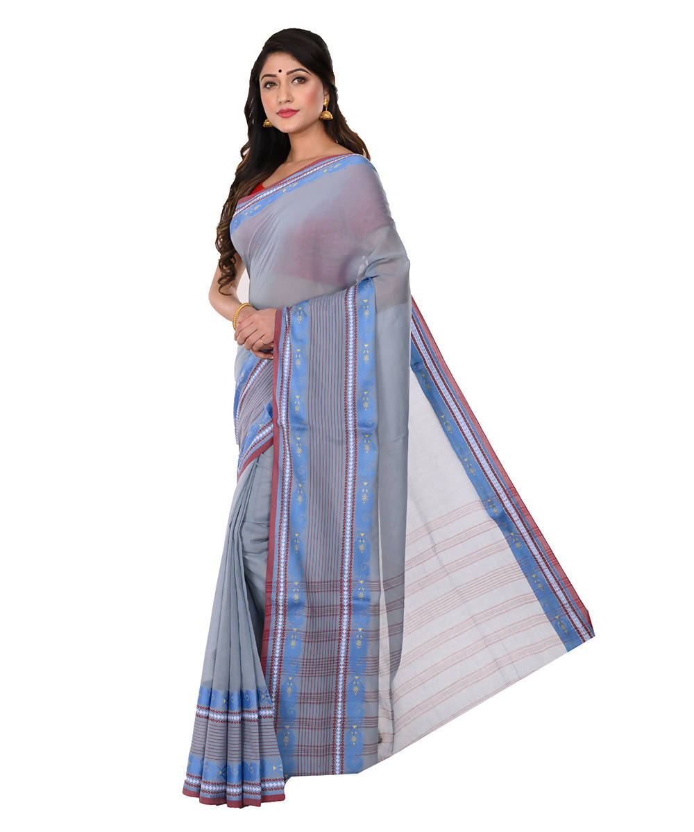 Blue Handloom Bengal Tangail Cotton Saree