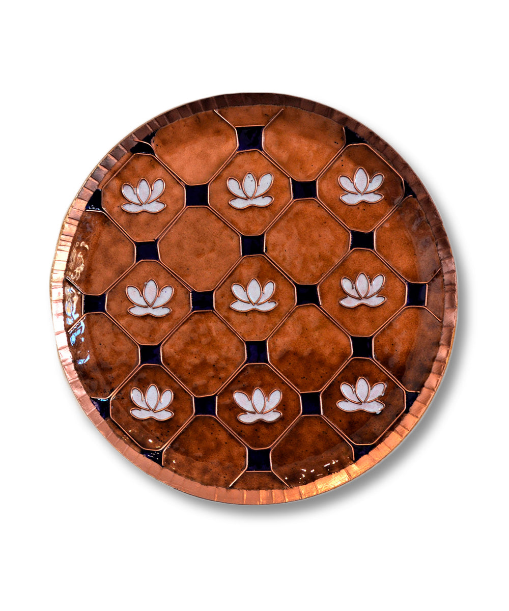 Brown handcrafted copper enamel wall plate