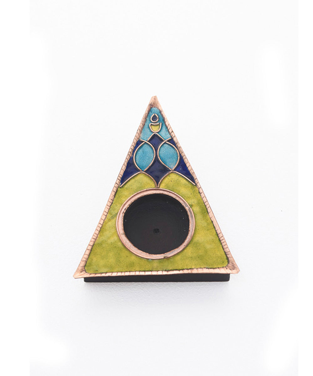 Green handcrafted tealight holder set of 2