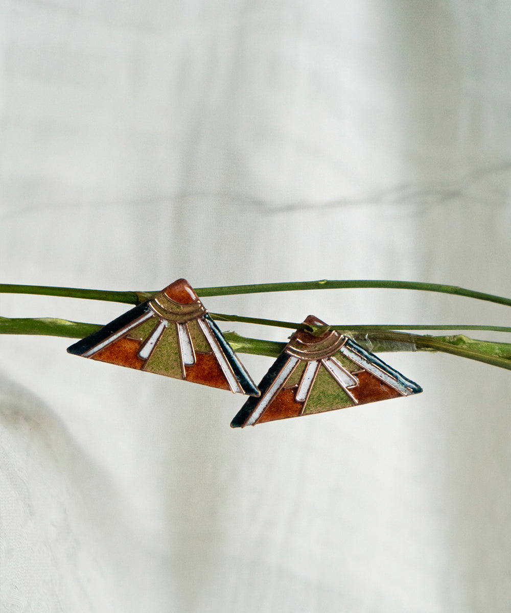 Multicolor handcrafted prism copper stud earring