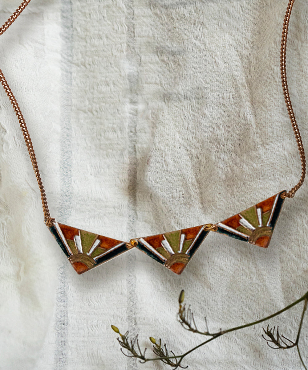 Multicolour handcrafted copper necklace