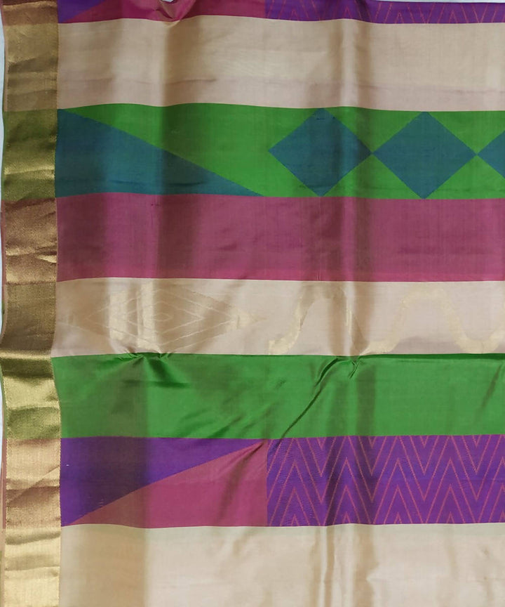 Multicolor striped handloom soft silk saree