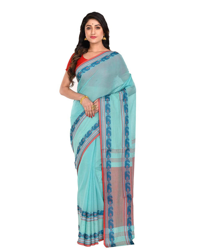 Bengal handloom light blue tant cotton saree