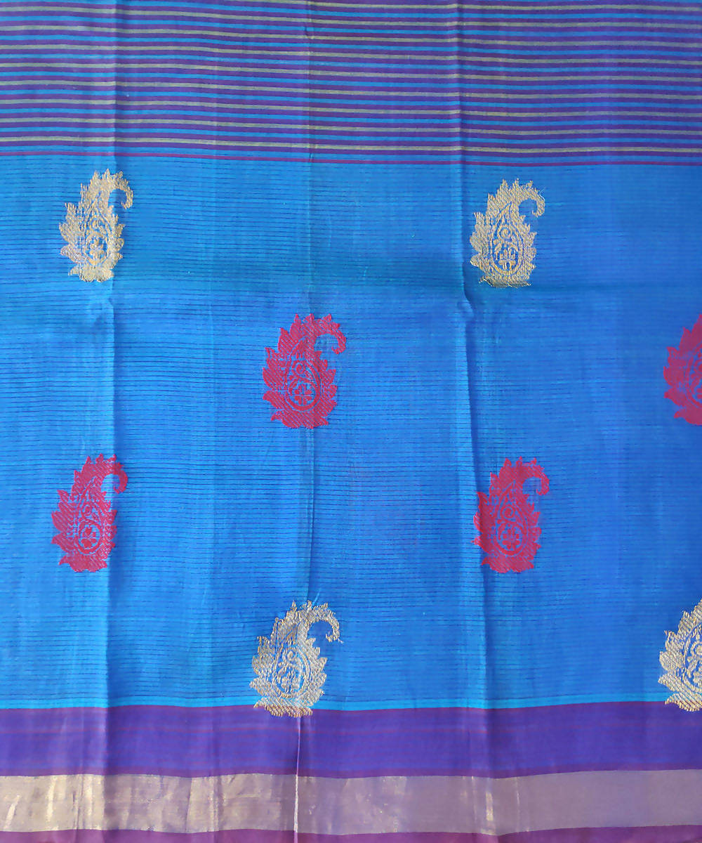 Blue handwoven uppada cotton silk saree