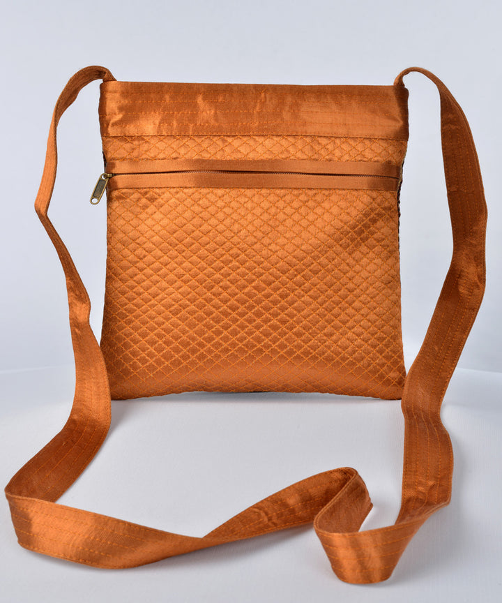 Rust multicolor hand embroidery mashroo cross body bag