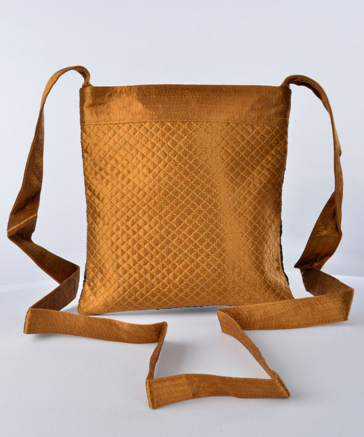 Rust multicolor hand embroidered mashroo cross body bag