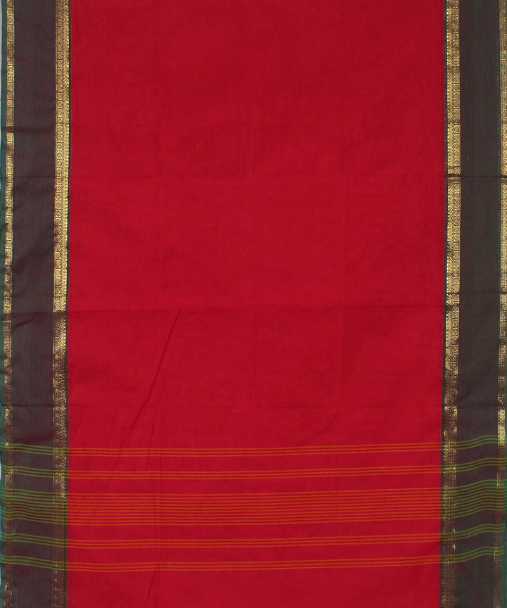 Red cotton handwoven venkatagiri saree