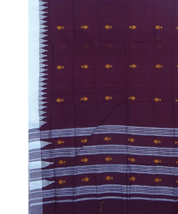 Maroon handwoven cotton ikat sambalpuri dupatta