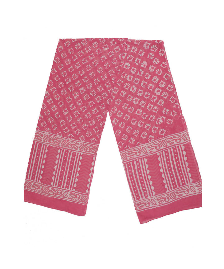 Dabu handblock print baby pink mul cotton stole