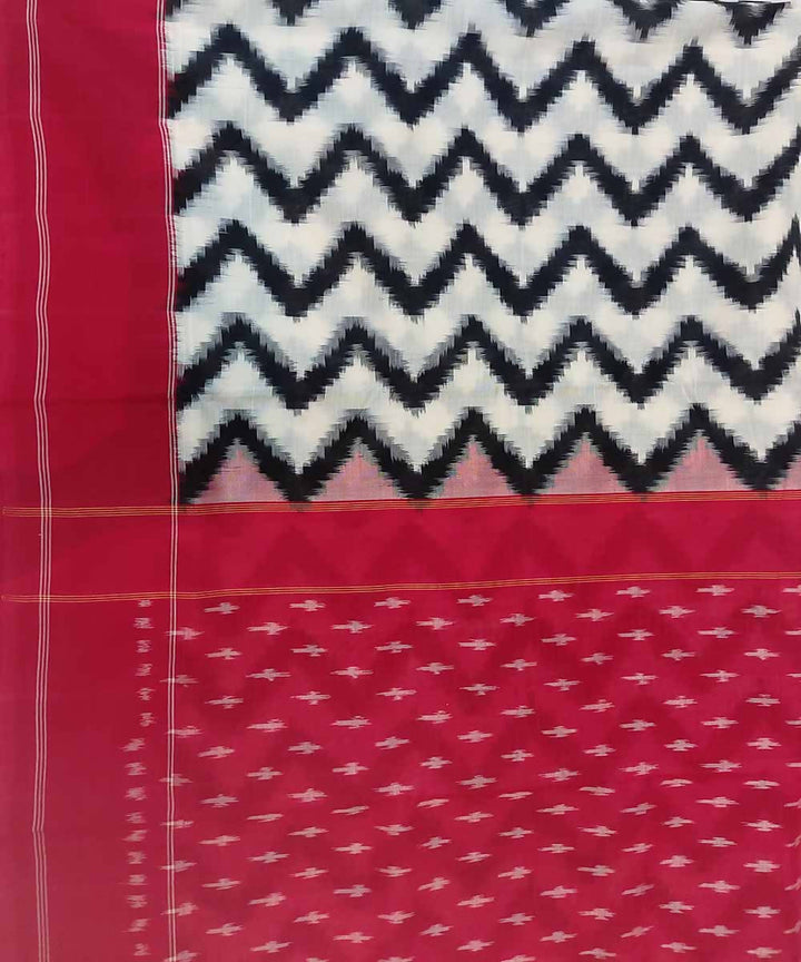 Powder white handloom cotton ikat pochampally saree