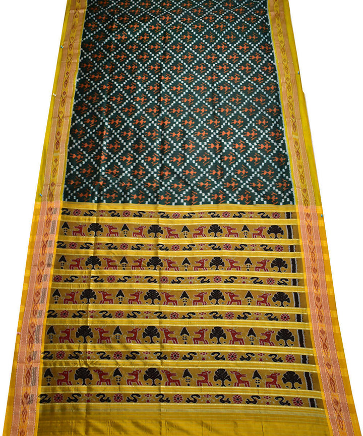 Dark green handloom silk khandua saree