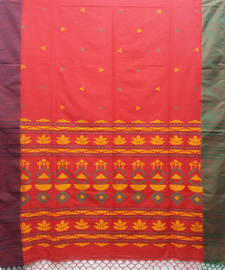 Red Cotton Handwoven Bengal Saree