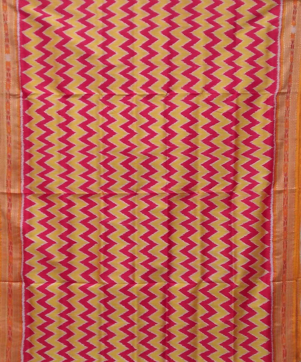 Red cream handwoven silk khandua saree