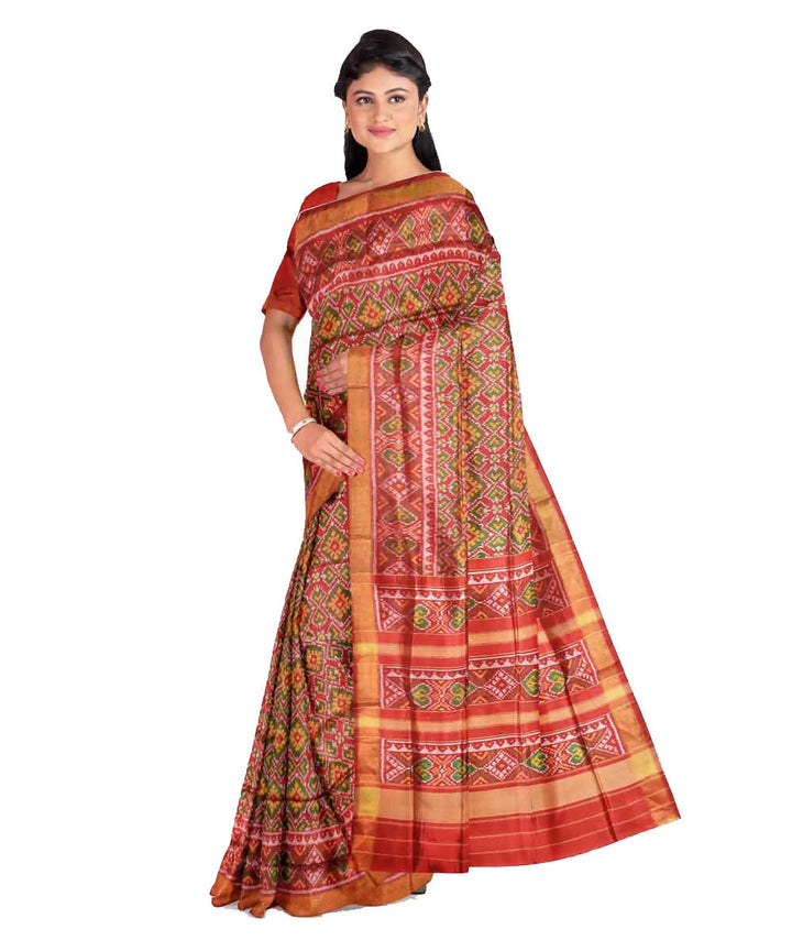 Red handwoven patola silk saree