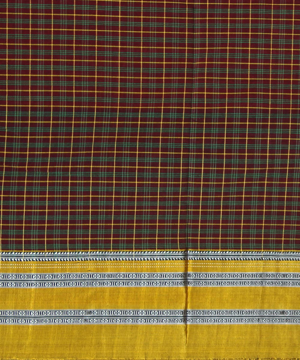 maroon green checks handwoven gomi teni border ilkal saree