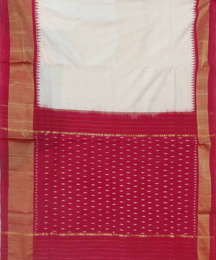 Mist white handloom cotton ikat pochampally saree