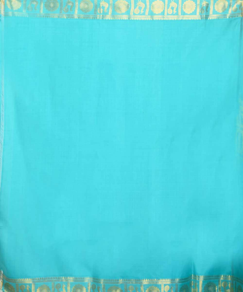 Turquoise Green Bengal handwoven silk saree