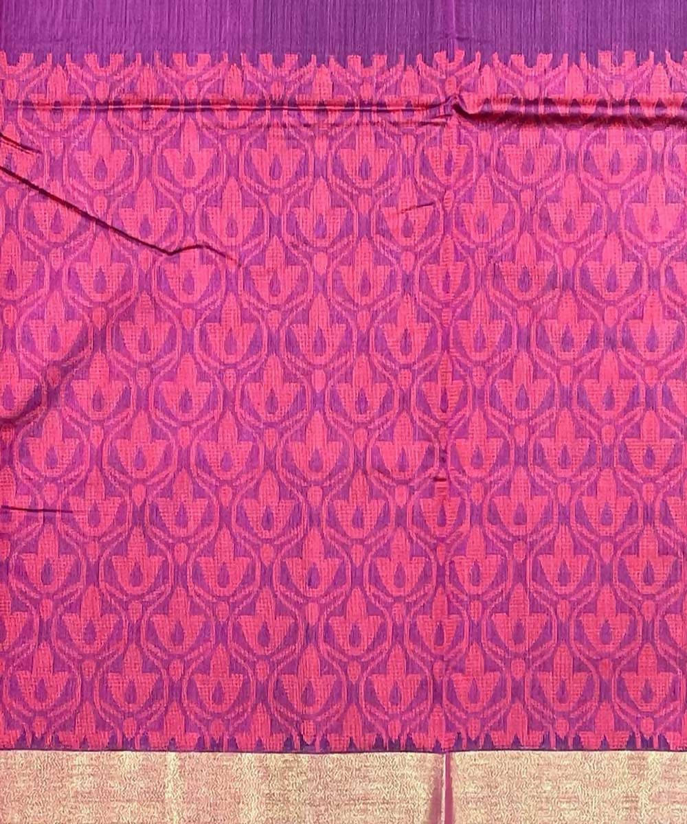 Purple maroon handwoven striped tussar silk saree