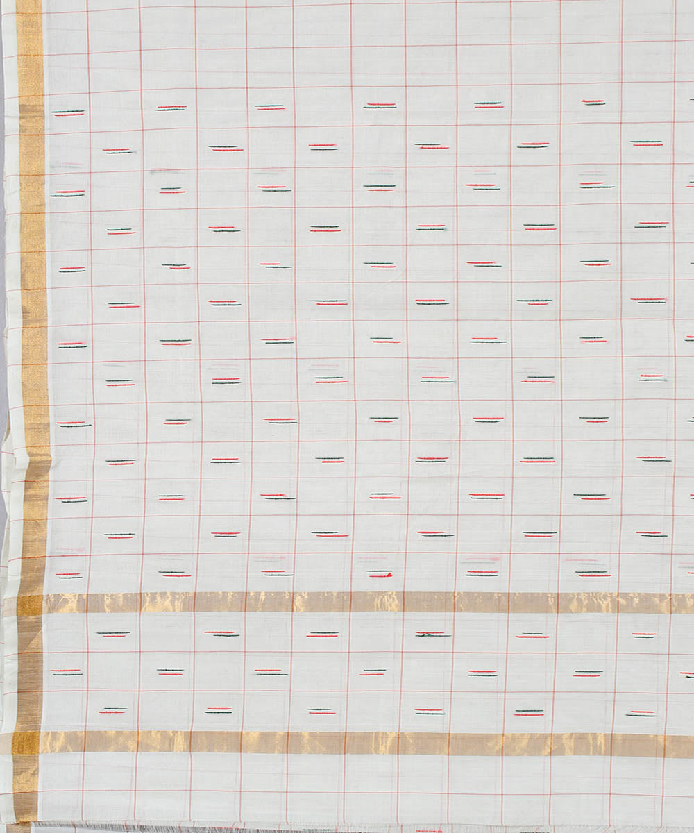 Off white cotton handwoven venkatagiri saree