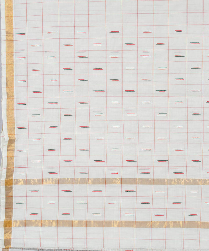 Off white cotton handwoven venkatagiri saree