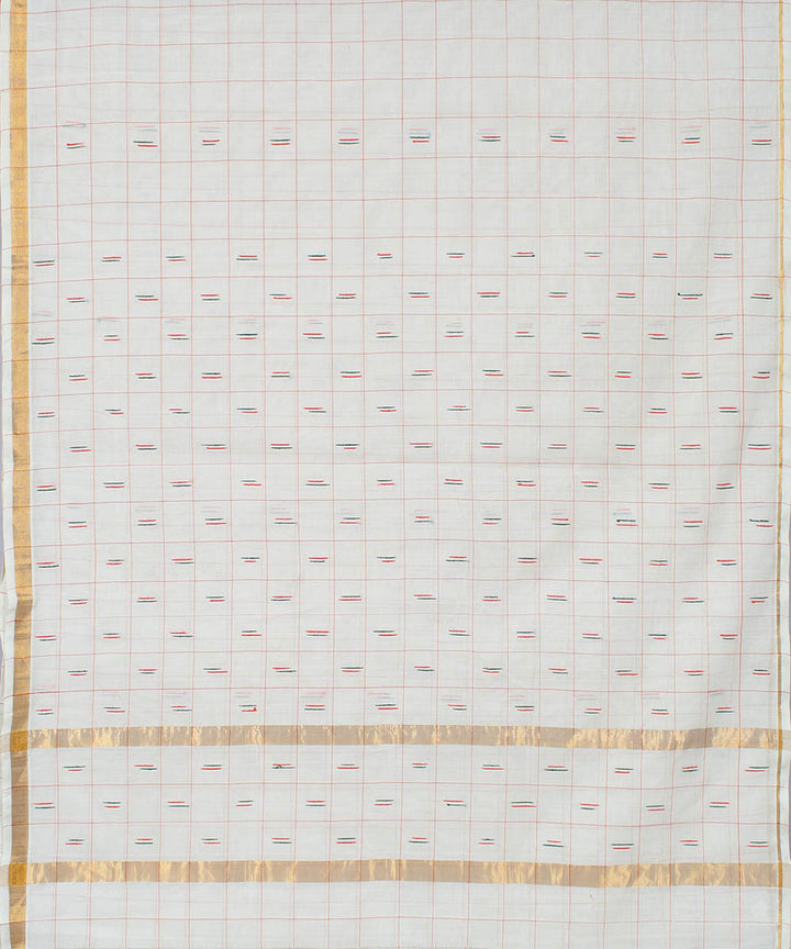 Off white cotton handwoven venkatagiri saree