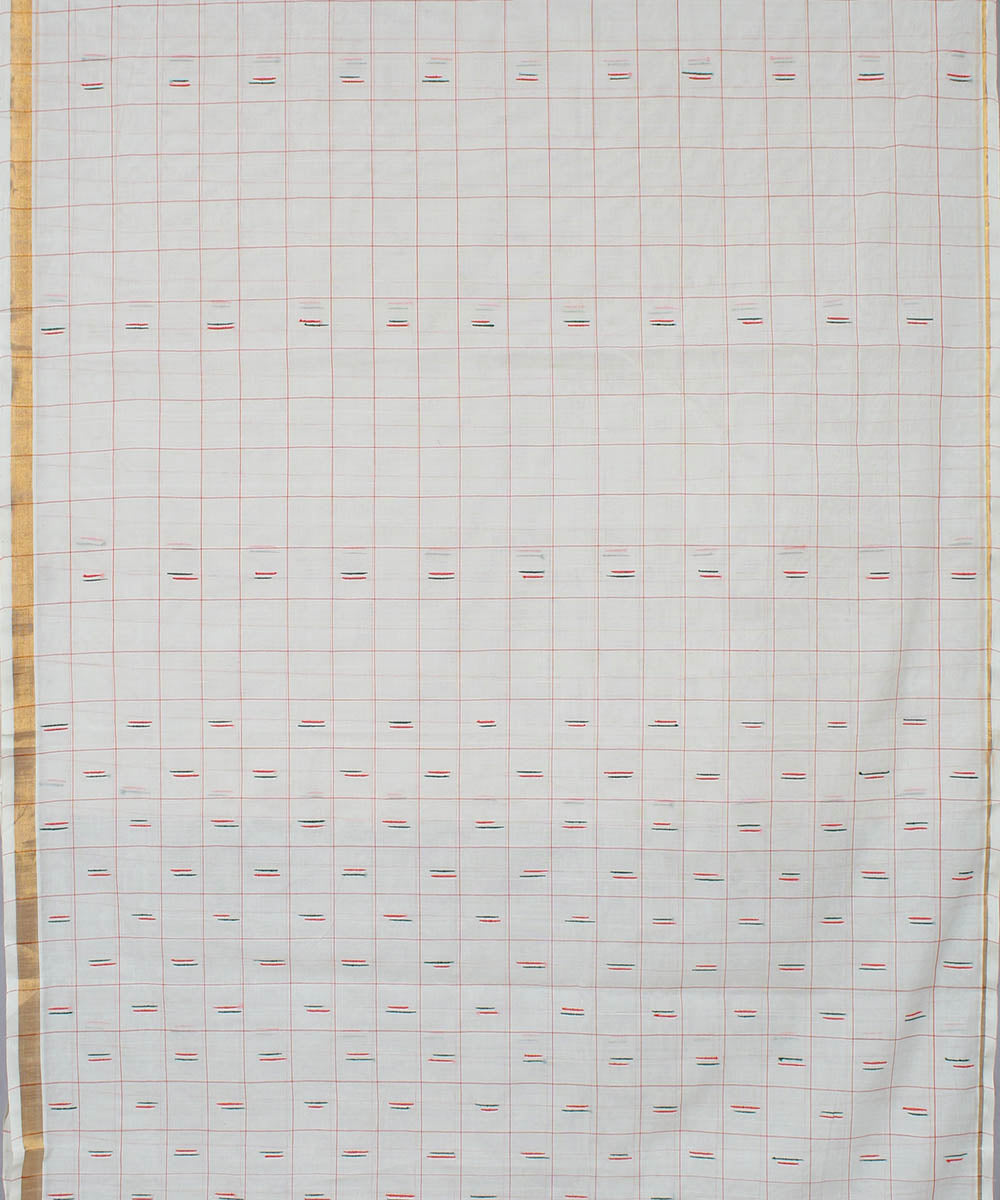 Off white cotton handwoven venkatagiri saree