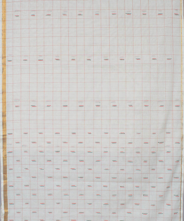 Off white cotton handwoven venkatagiri saree