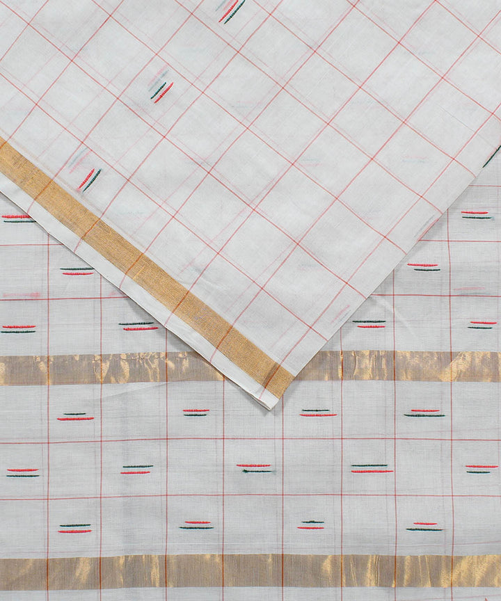 Off white cotton handwoven venkatagiri saree