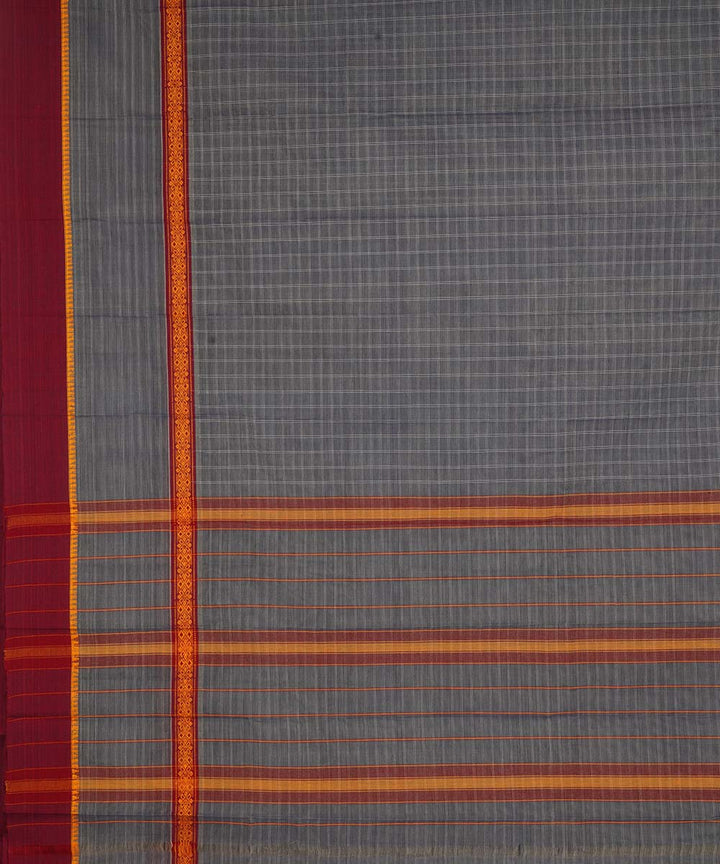 Grey checks cotton handwoven narayanapet saree