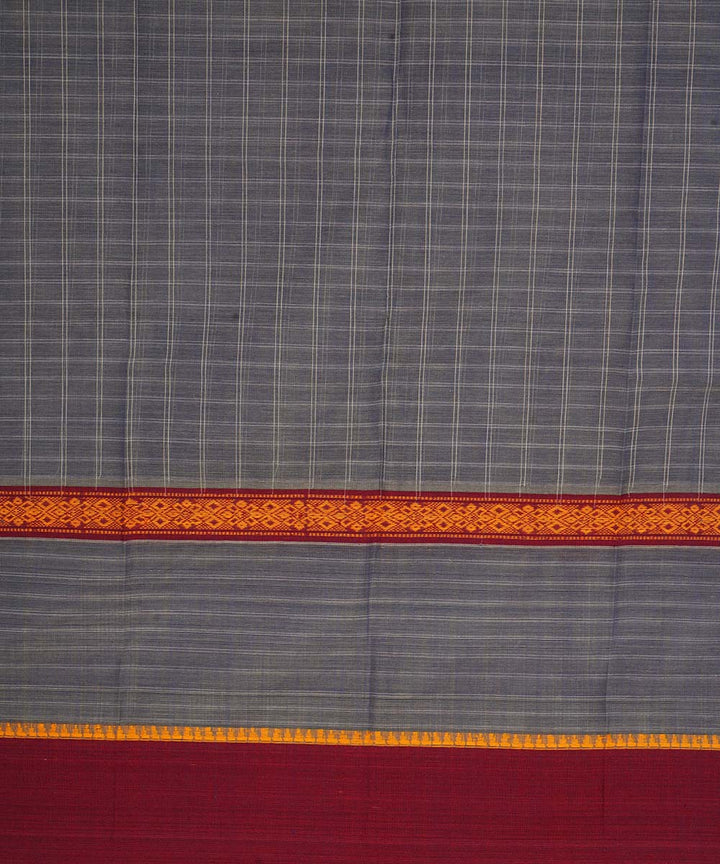 Grey checks cotton handwoven narayanapet saree