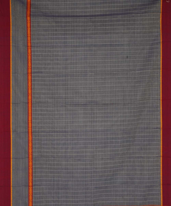 Grey checks cotton handwoven narayanapet saree