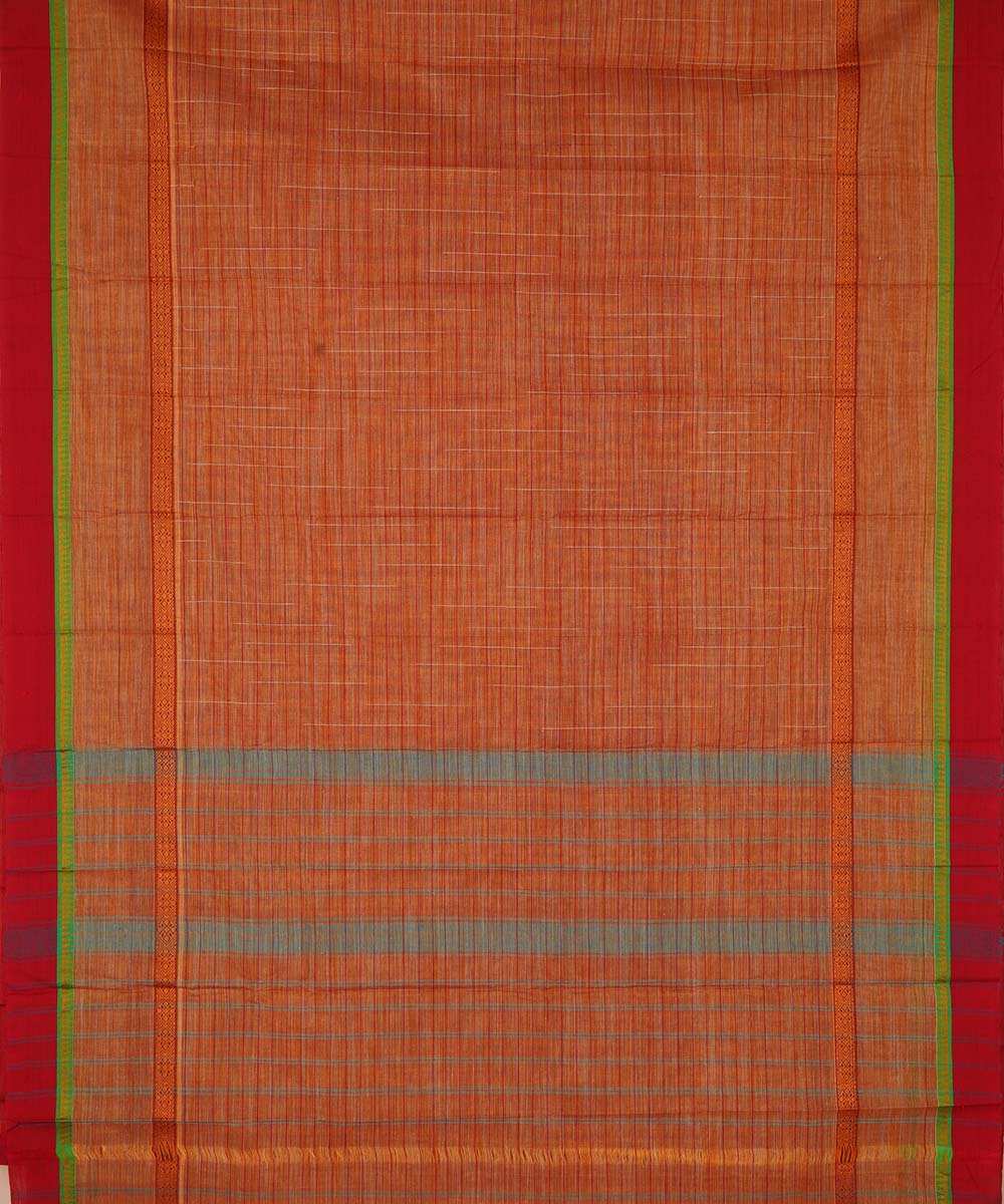 Light orange brown cotton handwoven narayanapet saree