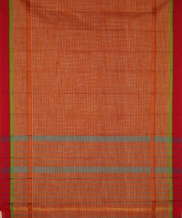Light orange brown cotton handwoven narayanapet saree