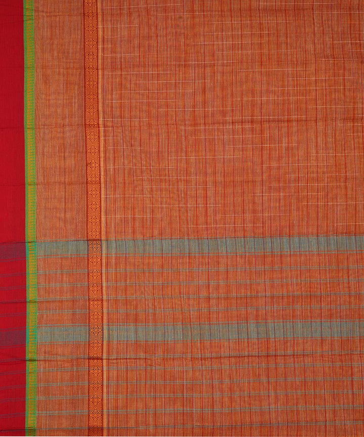 Light orange brown cotton handwoven narayanapet saree