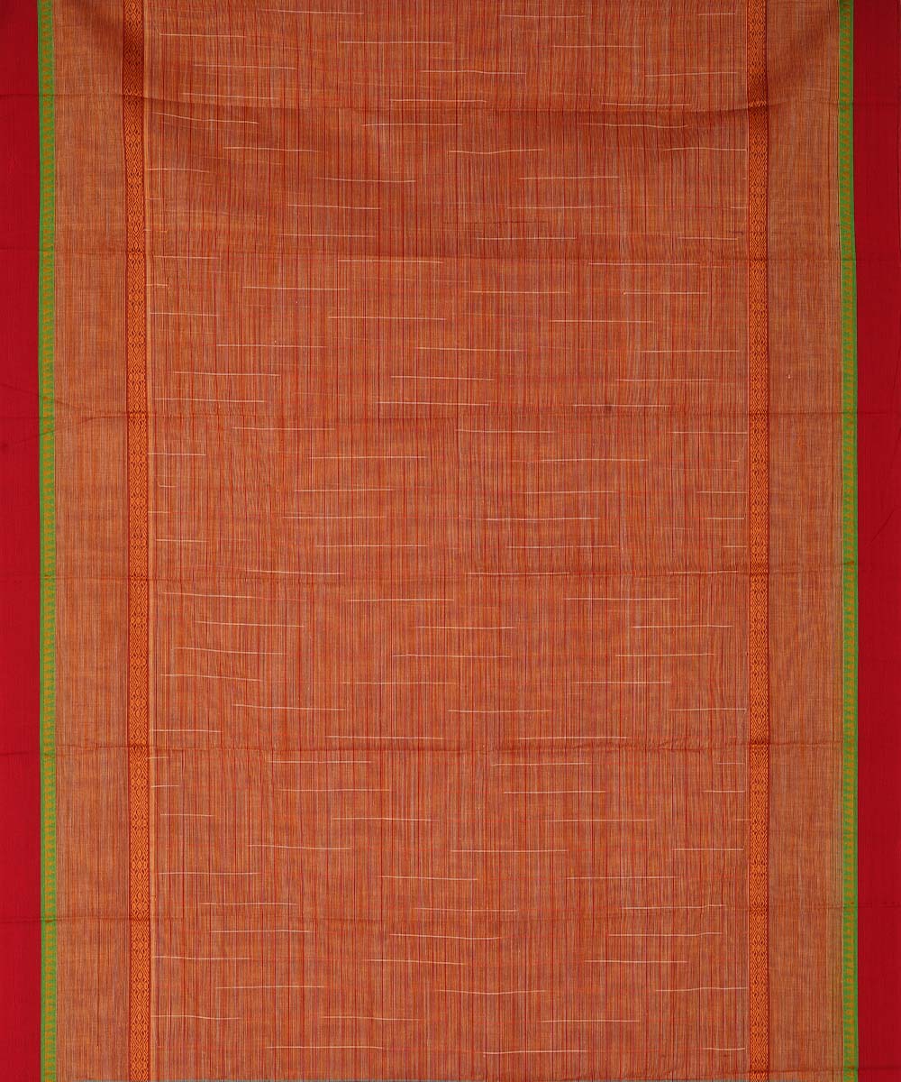 Light orange brown cotton handwoven narayanapet saree