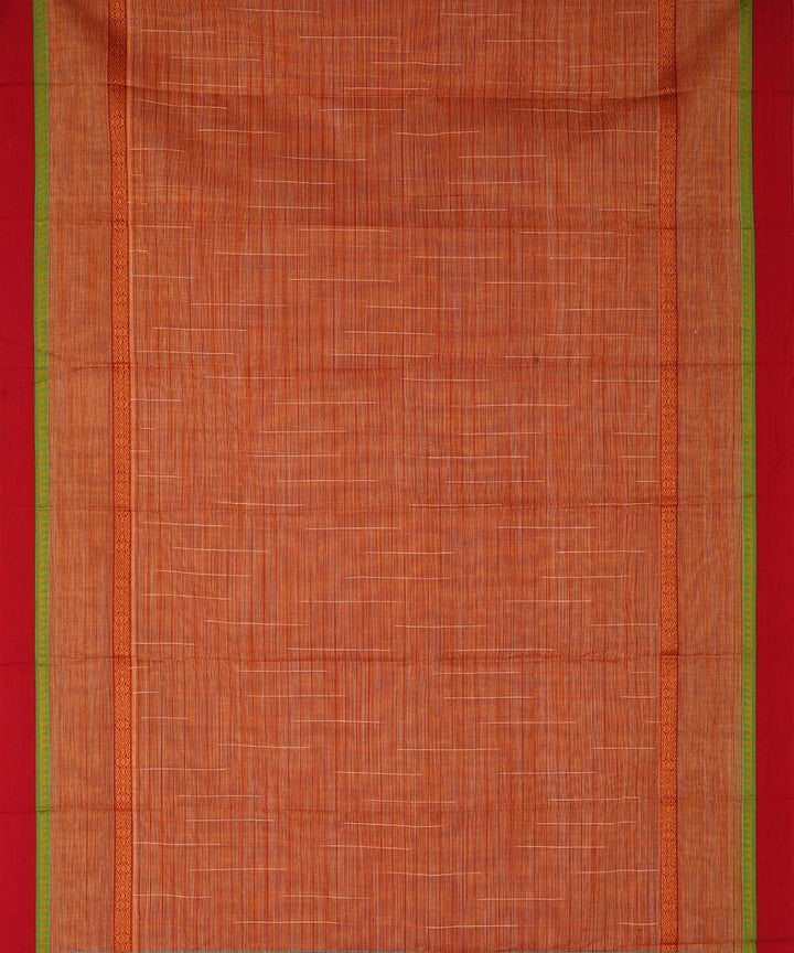 Light orange brown cotton handwoven narayanapet saree