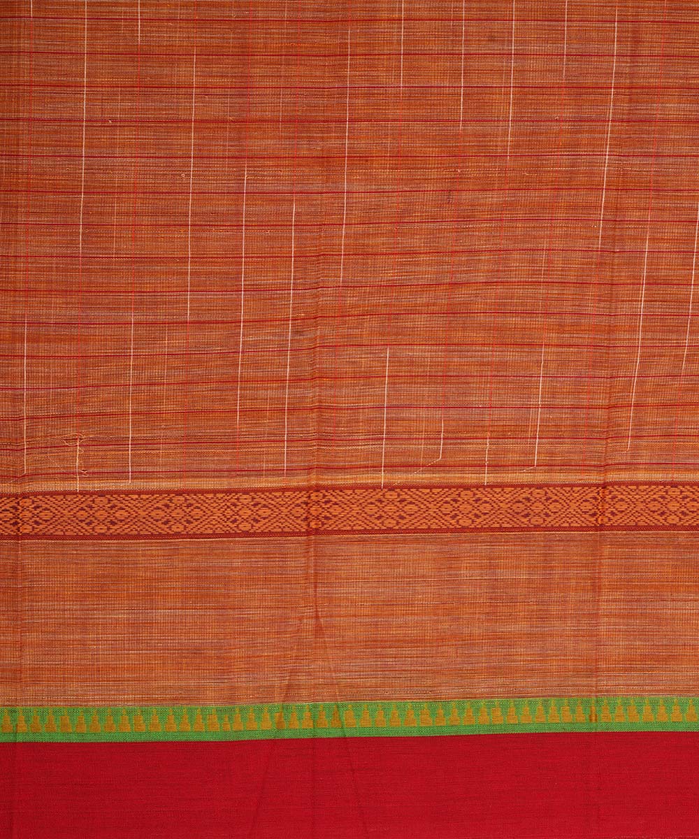 Light orange brown cotton handwoven narayanapet saree
