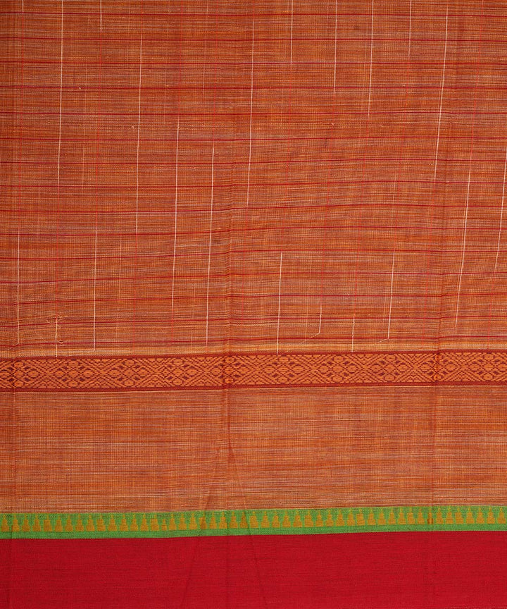 Light orange brown cotton handwoven narayanapet saree