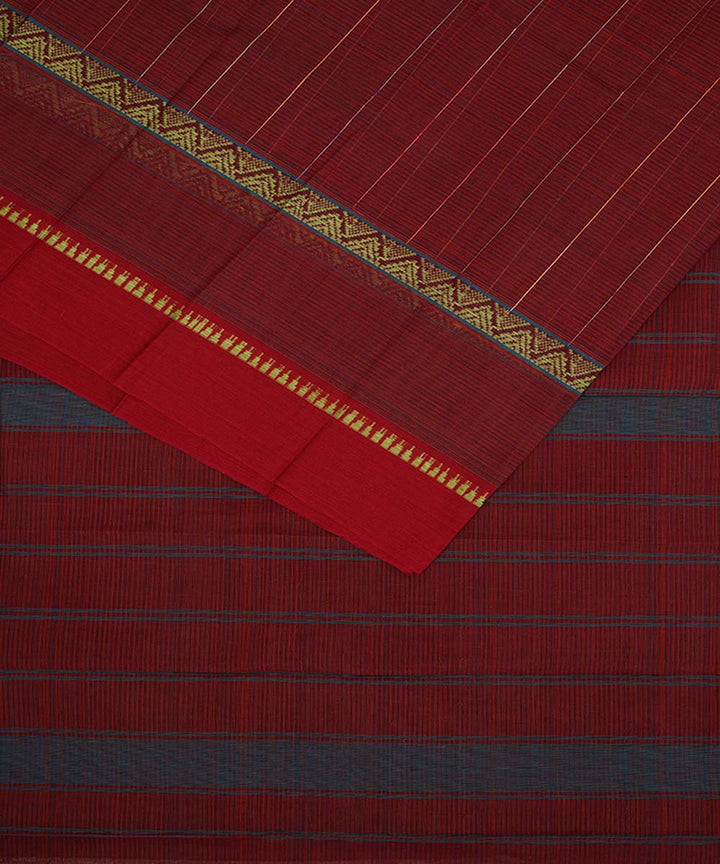 Maroon cotton handwoven narayanapet saree